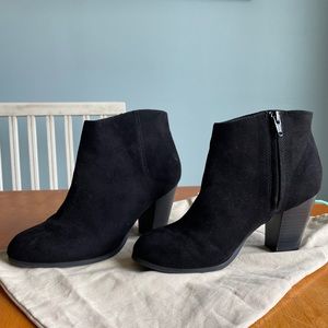 Faux Suede Side-Zip Heeled Booties
